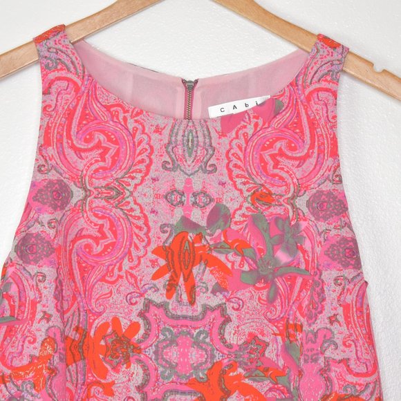 Cabi Jubilee Paisley Floral Sleeveless Top Size Small Blouse Pink Boho Casual - Picture 6 of 12